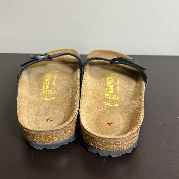 Birkenstock Madrid Birko Flor Black Strap Buckle Suede Cork Sz 38 US 7-7.5 NEW - Picture 9 of 12